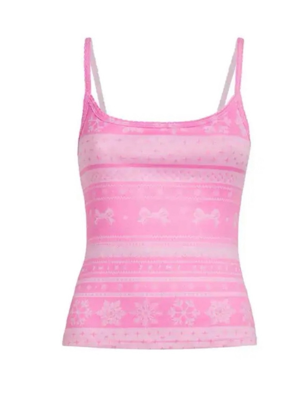 SKIMS - LOGO PLUSH POINTELLE CAMI (BUBBLEGUM BOW FAIR ISLE)